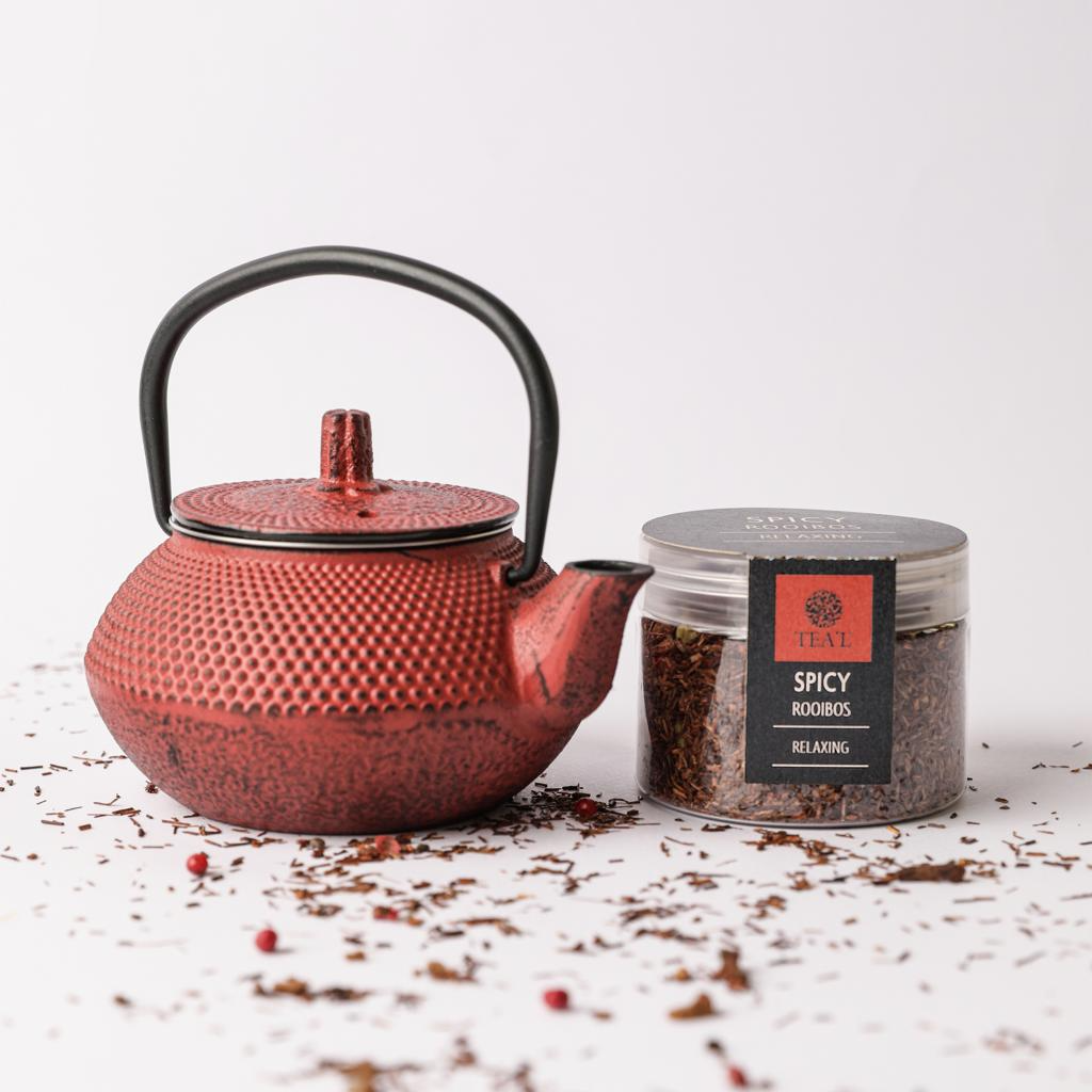 Red Cast Iron Teapot